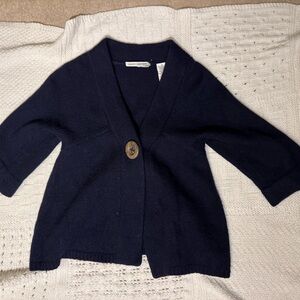 Navy Blue Cashmere Cardigan with Button